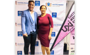 Springbok Women’s prop, Babalwa Latsha, pictured with Moonira Ramathula at the Gauteng Women’s Rugby Institute launch at the end of November 2020 in Johannesburg. Latsha is the ambassador for the institute. Photo: Babalwa Latsha (Facebook)