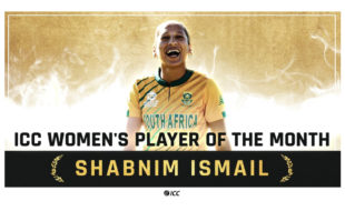 South Africa’s Shabnim Ismail has been crowned the inaugural ICC Women’s Player of the Month for January. Photo: ICC
