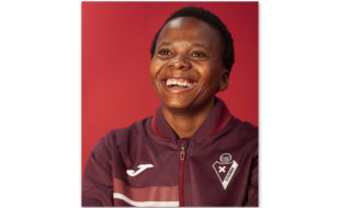 South African international footballer, Thembi Kgatlana, pictured in an interview with SD Eibar. Photo: SD Eibar (Instagram)