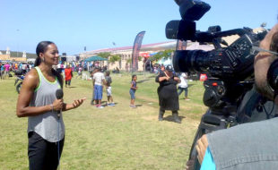 South African sprinter and two-time Olympian, Geraldine Pillay, previously pictured at the second Geraldine Pillay Fun Run/Walk held in Macassar in 2015. The 100m Olympic sprinter ploughs back into the community where she grew up through sport and also runs a number of athletic programmes in the town. Photo: DistrictMail (Facebook)