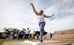 Para-athlete Maria Combrink, a single leg amputee, secured a new World Record in the women’s F64 shot-put event with a massive 11.15 metre heave on the closing day of the Toyota SASAPD National Championship in Gqeberha. Unfortunately due to a curtailed programme at this years’ Paralympics, Combrink’s class does not have a medal event at the Paralympic Games, and she can’t qualify for a rare South African entry to the world stage. Photo: SASAPD