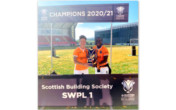 South Africa’s international football stars, Janine van Wyk and Ode Fulutudilu, were crowned Scottish Women’s Premier League champions on Sunday, 6 June 2021. Photo: Ode Fulutudilu (Twitter)