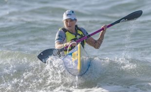 East Londoner Nikki Birkett comprehensively won the women's race at the Scottburgh to Brighton surfski marathon on Saturday, 26 June 2021, and earned a top twenty finish to boot. Photo: Anthony Grote/Gameplan Media