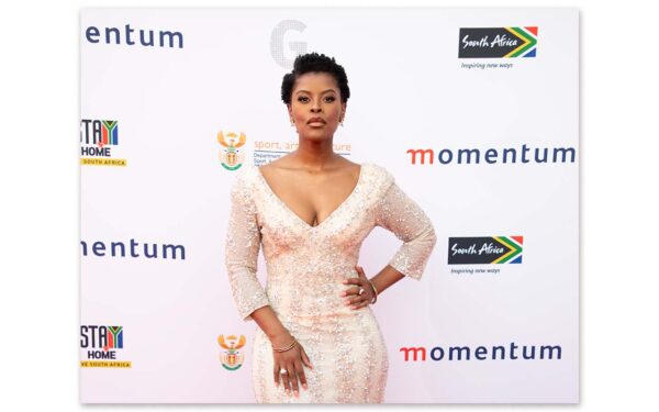 Event MC, Motshidisi Mohono (pictured), alongside Presenter Squad sisters Itumeleng Banda (Voice of God), Cindy Poluta (VIP Red Carpet Host), Hloni Mtimkulu (Flash Interview Host) and Jo Prins (Social Media Host), convey the broadcast of the 2021 Momentum gsport Awards on the 31 August, 2021. Photo: Momentum