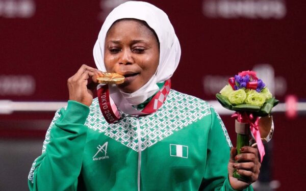 Nigeria’s powerlifter, Latifat Tijani, won the country’s first gold medal at the Tokyo Paralympic Games. Photo: Latifat Tijani (Twitter)