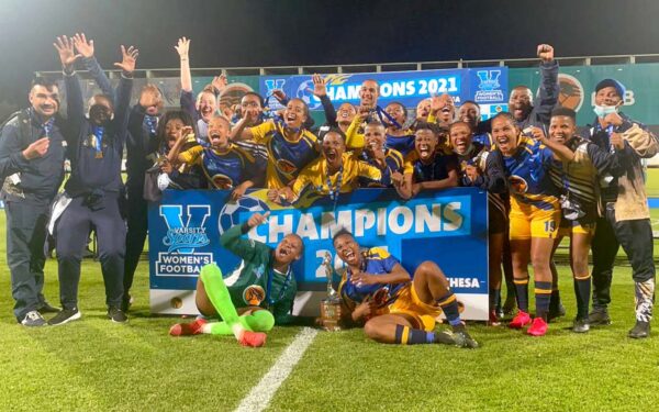 UWC Women’s Football Club striker and leading goalscorer, Khanya Xesi, picked up the Varsity Football Golden Boot as the team were crowned champions of the 2021 Varsity Football Cup. Photo: Varsity Football (Twitter)
