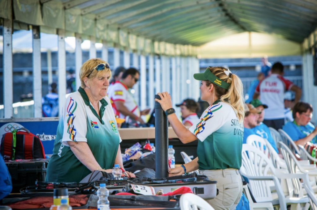 Former archery player, Barbara Manning (pictured left), is the first South African to be elected as one of the Federation of African Archery council members. Photo: World Archery (Facebook)