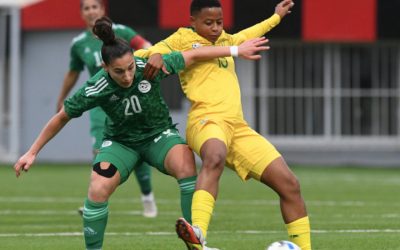 The South African Women’s team (Banyana Banyana) are heading to the Africa Women’s Cup of Nations (AWCON) after winning 3-1 on aggregate against Algeria at the Stade Omar Hamadi on Wednesday evening. Photo: Banyana Banyana (Twitter)