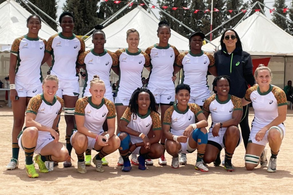 Defending champions South Africa minced Senegal in their first Pool A game at the Rugby Africa Women’s Sevens, defeating them 53-0 before they proceeded to outshine Zimbabwe 15-0 in their second match of the day on Friday, 29 April 2022. Photo: Women Boks (Twitter)