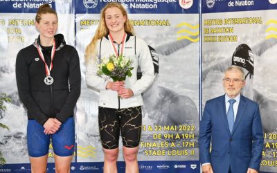 South Africa’s top performing swimmer Lara van Niekerk left her best performance for last as she races to gold in the 50m breaststroke event in a meeting record at the first leg of the Mare Nostrum series in Monaco on Sunday, 22 May 2022. Photo: Mare Nostrum (Twitter)