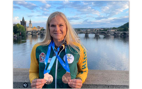 Bridgitte Hartley won a second bronze medal at the ICF Marathon World Cup in Prague, finishing third in the women's K1 Prague International Canoe Marathon 2022 on Sunday, 29 May, 2022. Photo: Supplied / Gameplan Media