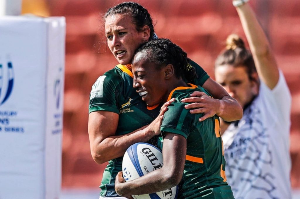 Springbok Women’s Sevens thumped Chile 29-10 to finish ninth overall at the World Ruby Sevens Challenger Series in Santiago on Sunday, 14 August 2022. Photo credit: Women Boks (Twitter)