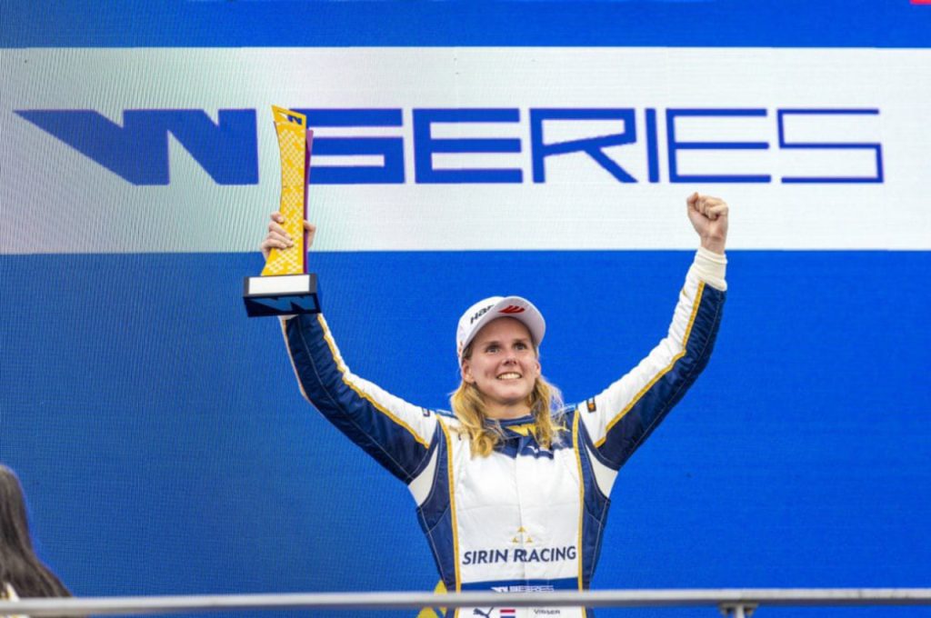 Dutch W Series driver Beitske Visser claimed her first victory of the 2022 season in a dramatic seventh race of the year in Singapore. Photo: Beitske Visser (Twitter)