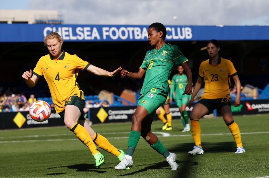 Banyana Banyana suffered a 4-1 loss to Australia at Kingsmeadow Stadium in London on Saturday, 8 October 2022. Photo: Banyana Banyana (Twitter)