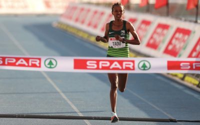 Ethiopia’s Tadu Nare defended her Spar Grand Prix women’s 10km race at Green Point Stadium in Cape Town on Sunday, 23 October 2022. Photo: Spar Grand Prix (Twitter)