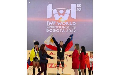 Philippine star Hidilyn Diaz strikes gold in the women’s 55kg division at the Weightlifting World Championships, as announced on 8 December 2022. Photo: Philippian Star (Twitter)