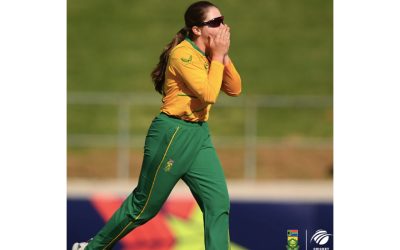 South Africa’s Madison Landsman has etched her name into the history books, after a match-defining hat-trick on the third day of the ICC U19 Women’s T20 World Cup 2023, in Benoni on Monday, 16 January. Photo: Proteas Women (Twitter)