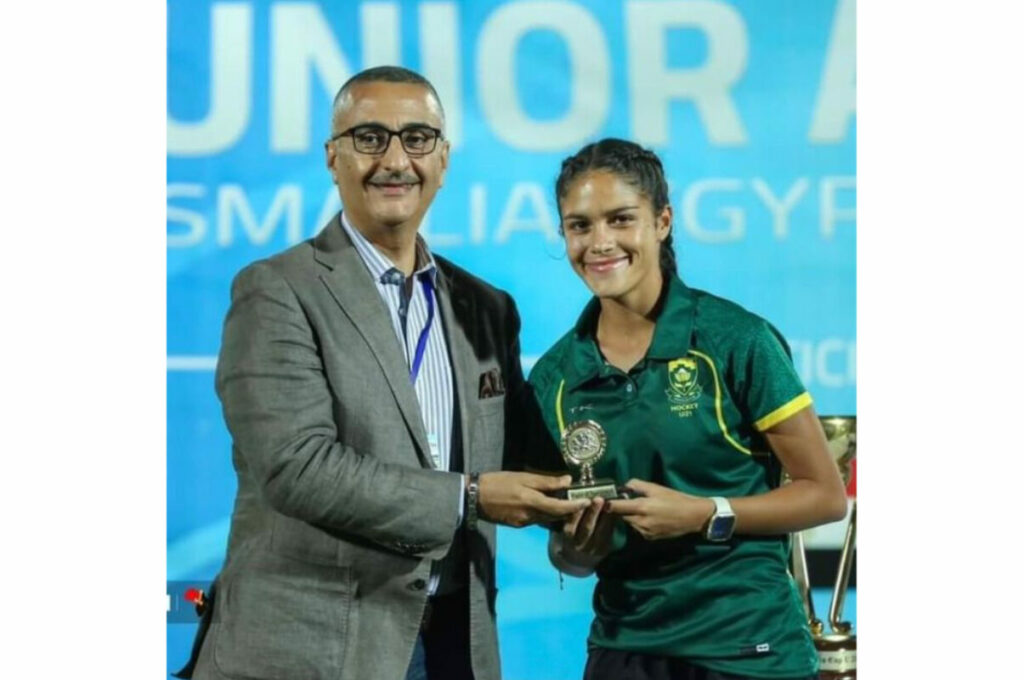The South African U21 women’s hockey team defeated Zimbabwe to win the 2023 Africa Junior Cup on Thursday, 16 March. Photo: African Hockey Federation