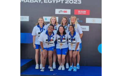 The South African Women’s Water Polo team qualify for the Women's Beach Games Water Polo Finals in Bali, after earning bronze at the qualification tournament in Egypt on Monday, 16 May 2023. Photo: Swimming South Africa (Twitter)