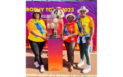 The 2023 Vitality Netball World Cup trophy pictured on tour in Mpumalanga. Photo: gsport