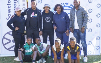 Banyana Banyana international Refiloe Jane’s Outreach Project headed to Nkholi Primary School in Pimville, Soweto, where the football star gave back to her former learning institution on Friday, 9 June 2023. Photo: Supplied