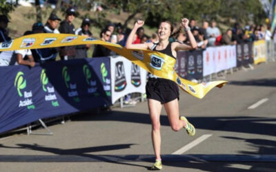 Talented road runner Tayla Kavanagh grabbed top honours as she won the SA 5km Championships crown in Nasrec, Johannesburg on Saturday, 17 June 2023. Photo: Hollywood Athletics (Instagram)