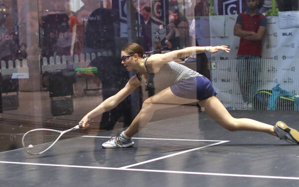 Teenage sensation Savannah Ingledew pictured on court at the Growthpoint SA Nationals in Cape Town on Saturday, 12 August. Photo: Supplied Squash South Africa