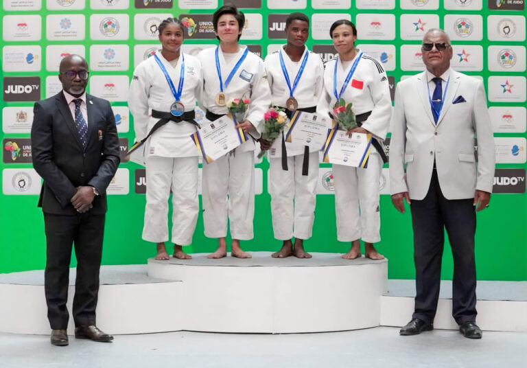 South Africa’s Judoka Geronay Michaela Whitebooi claimed the silver medal in the 48kg category at the Africa Judo Open, that was held in Marrakech, Morocco, on Sunday, 2 June, 2024. All Photos: Supplied