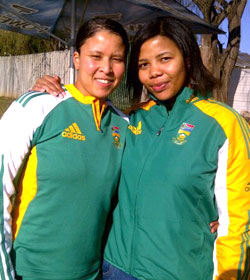 Sokanyile is passionate about promoting women’s cricket in South Africa. She is seen here with national women’s cricket all-rounder Shandre Fritz. Photo: Supplied