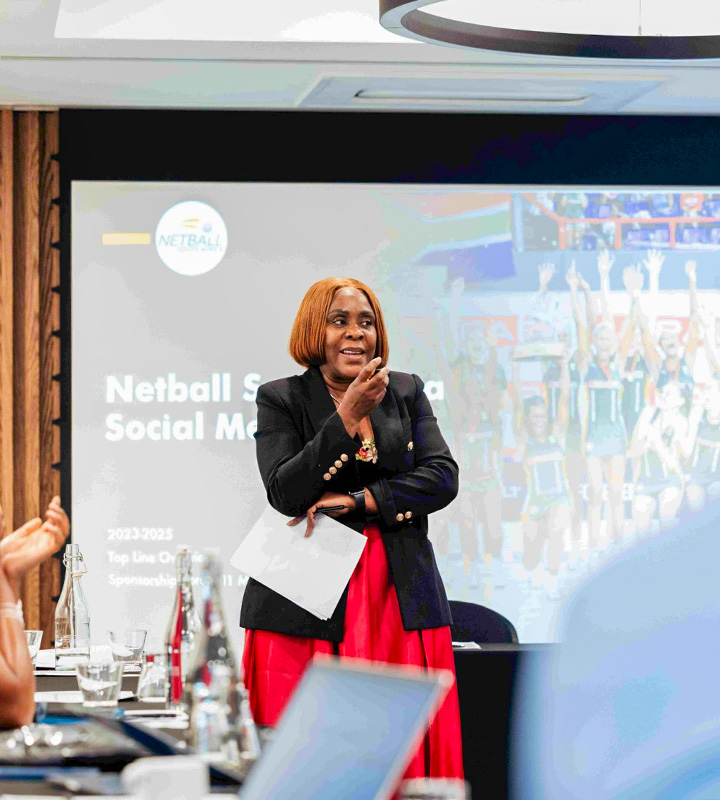 Netball SA CEO, Modiegi Komane, at the Sponsorship Forum, which brought together sponsors and partners in a collaborative environment.