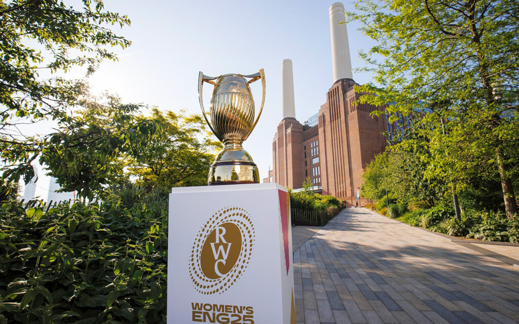 The magnificent newly-crafted Women's Rugby World Cup 2025 trophy stands proudly with London Bridge, symbolising the global anticipation for the tournament in England this September. All Photos: World Rugby