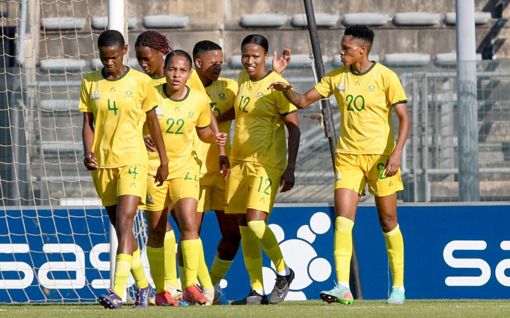 Adrielle Mibe opened scoring for Banyana Banyana with her maiden international goal before No. 20 Jermaine Seoposenwe added a brace ahead of half-time to open the AFCON 2025 Preparation Three-Nations Series 3-2 in favour of hosts South Africa at the Lucas Moripe Stadium, in Atteridgeville, Gauteng, on Wednesday, 28 May 2025. Photo: Sasol in Sport