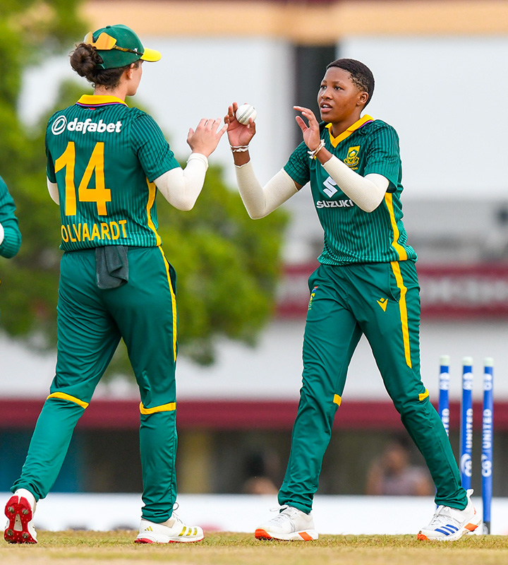 Ayanda Hlubi (3/50) stepped up to break the West Indies’ blistering start, dismissing Windies skipper Hayley Matthews for 40 in the 14th over.