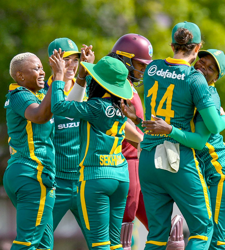 Masabata Klaas’ 4 wickets for 25 runs in six overs included three wickets in the opening four overs to rock the West Indies top order.