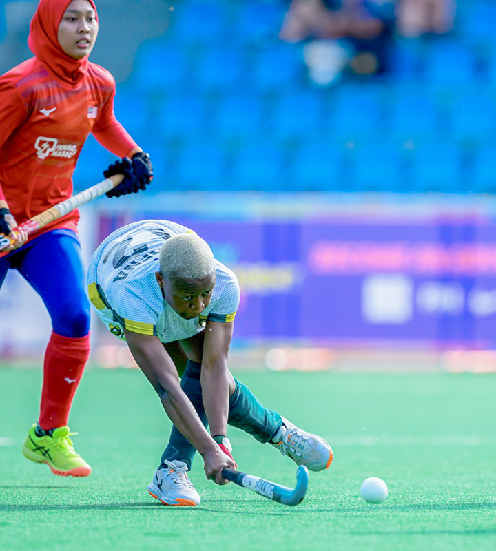 SA striker Onthatile Zulu converted from play following a penalty corner for South Africa’s second goal of the match.