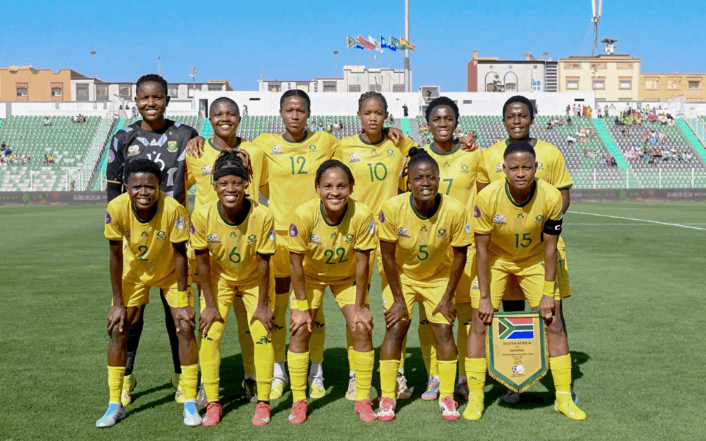 The South African Senior Women’s National Team, Banyana Banyana have begun the defence of their CAF Women’s Africa Cup of Nations title on a positive note with a 2-nil win over Ghana in Morocco on Monday evening #gsportAfrica. Photo: CAF