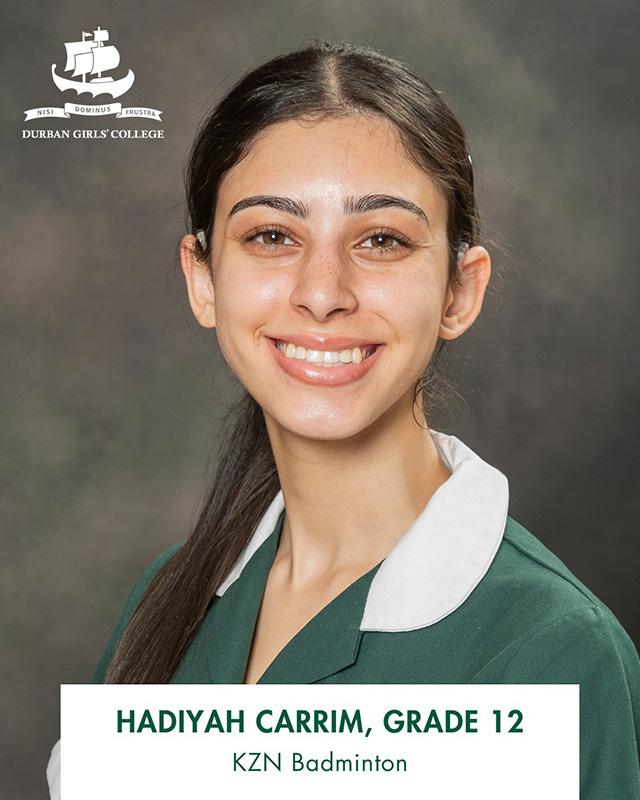 The Durban Girls pupil has excelled since picking up the sport, and recently represented the KZN A team at the U19 Badminton Championships.