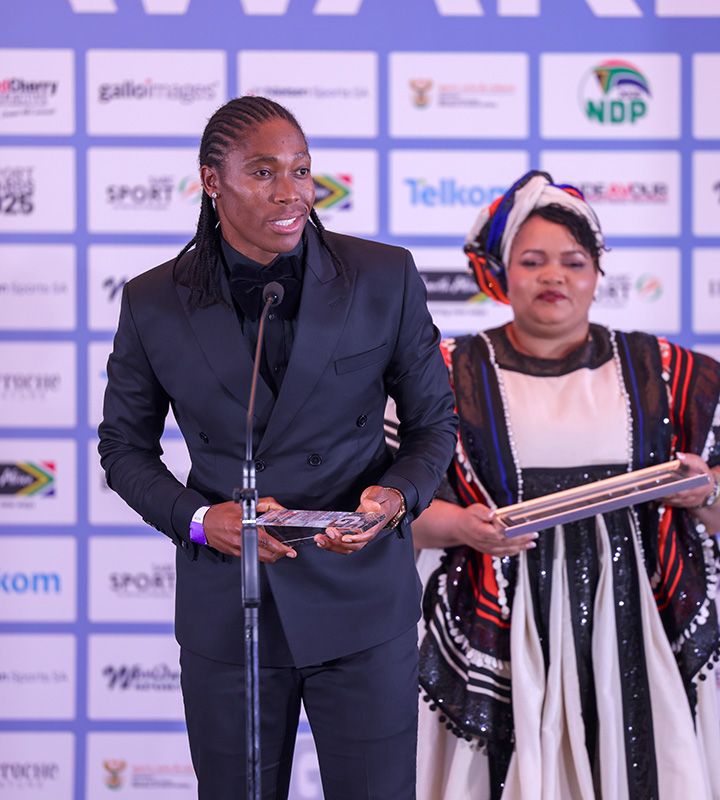 After a sensational year that saw Prudence Sekgodiso solidify her place as the South African queen of the 800m, she was unveiled as gsport Athlete of the Year Award and, in her absence at the glittering ceremony, she represented by Caster Semenya.