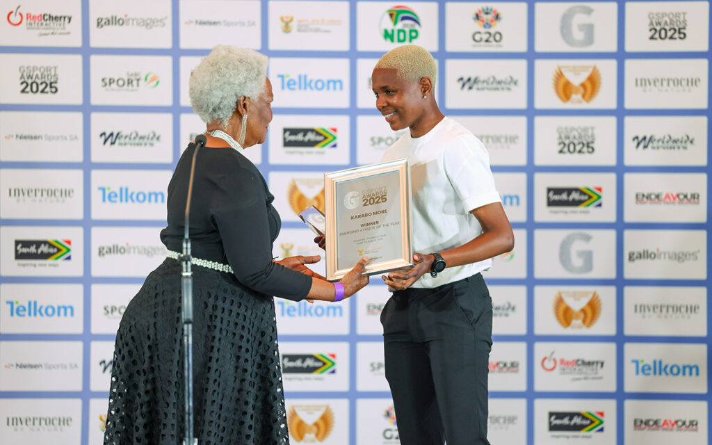 The next generation of athletes were celebrated at the 2025 gsport Awards, with scholar stars Karabo More (Pictured, Athletics) and footballer Rethabile Molefe’s talent recognised on Saturday, 30 August 2025. Photo: Sachin du Plooy Naran