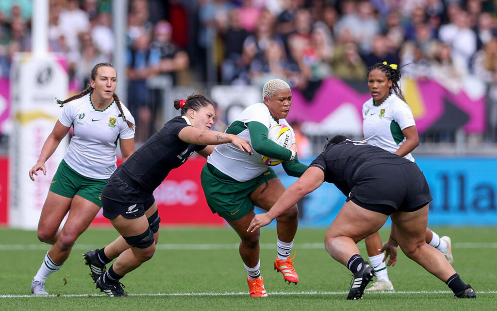phiwe Ngwevu dotted down second for South Africa in a morale-boosting first half in Saturday's historic Women’s Rugby World Cup quarter-final against New Zealand, before the defending champs pulled away for a big win at Sandy Park in Exeter, England, on Saturday, 13 September, 2025. File Photo: Morgan Harlow / World Rugby via Getty Images