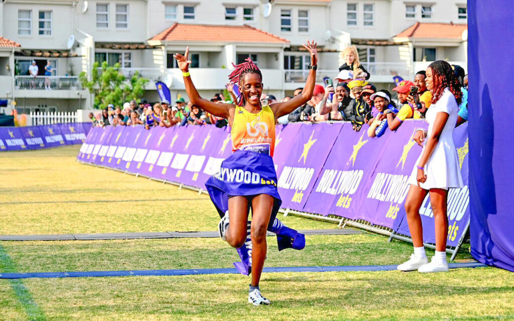 The 24-year-old Kenyan Fridah Ndinda has defended her Hollywoodbets Joburg 10km title, after keeping ahead of a talented field to win the richest 10km prize in South Africa in Johannesburg on Saturday, 13 September, 2025. Photo: Hollywoodbets