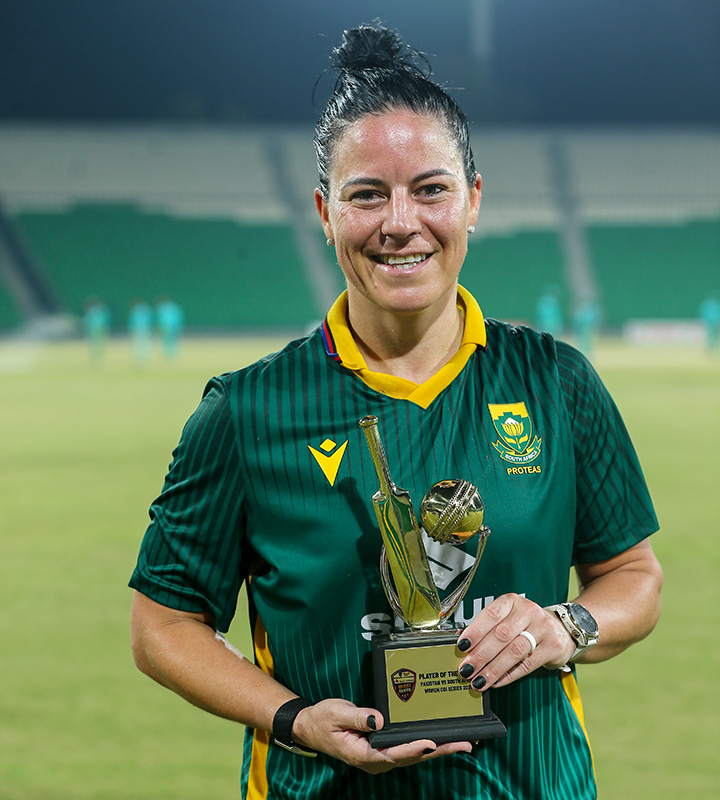 Kapp was awarded the Player of the Match trophy for her unbeaten 121 off 128 balls in the winning cause for South Africa.