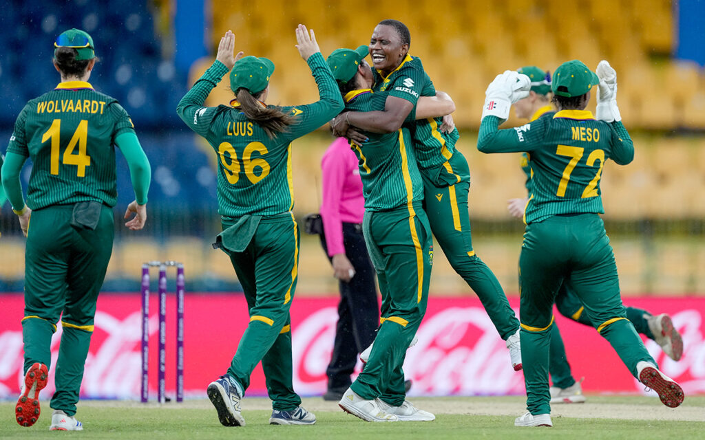 Laura Wolvaardt and Tazmin Brits produced a commanding batting display as the Proteas Women secured a dominant 10-wicket victory over Sri Lanka via the Duckworth–Lewis–Stern method in their rain-interrupted ICC Women’s Cricket World Cup 2025 encounter at the R Premadasa Stadium, Colombo, Sri Lanka, on Friday, 17 October 2025. All Photos: Sameera Peiris / Getty Images via ICC
