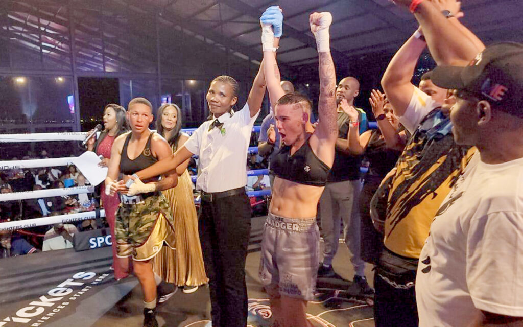 Bernice Ferreira secured the SA national Junior Lightweight belt when ‘The Badger’ defeated defending champion Nozipho Bell in a dominant performance at the Battle of the Farm Boxing Tournament in Pretoria, on Saturday, 8 November 2025. All Photos: McAusland Boxing Management