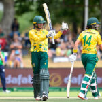 Faye Tunnicliffe pictured acknowledging applause following her Player of the Match-winning T20I half-century, after skipper Laura Wolvaardt called right and elected to bat first against Ireland at Boland Park in Paarl, the Western Cape, on Sunday, 7 December 2025. All Photos: Cricket South Africa