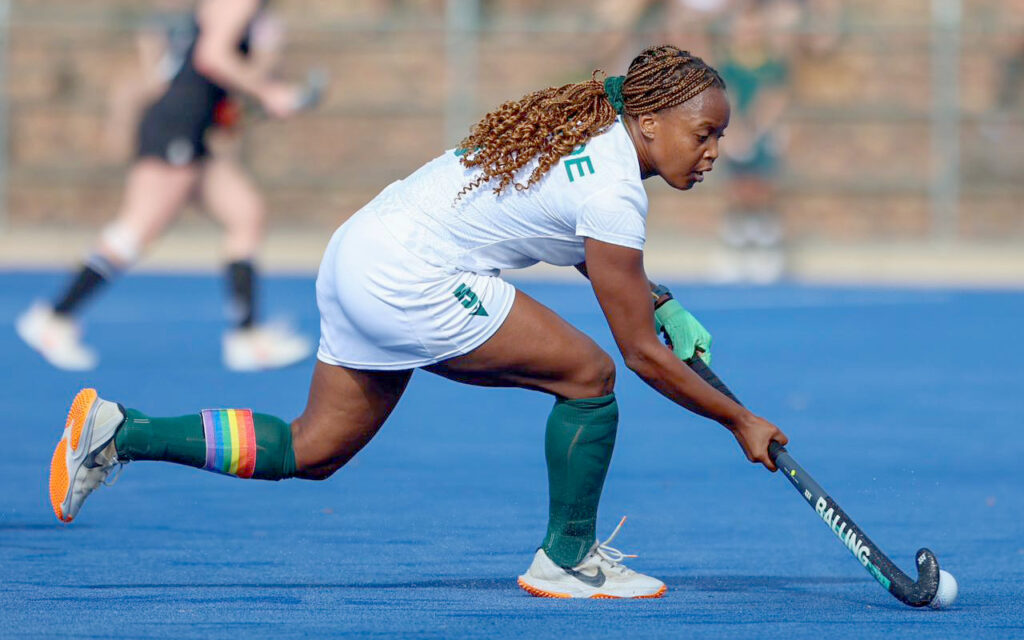 SA skipper Edith Molikoe drives the advantage line forward in South Africa’s second Test nil-all draw against visitors Canada in a contest defined by intensity, defensive discipline and near misses at both ends, in Pretoria on Saturday, 10 January 2026. All Photos: SA Hockey / Charmaine Botes Visser
