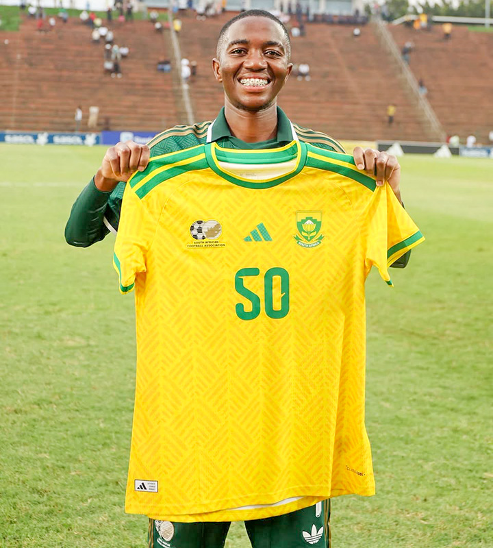 Defender Karabo Dhlamini celebrates her 50th international appearance for South Africa as the team completes a double victory over Algeria.