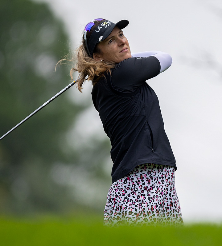 French golfer Celine Herbin carded a 67 in the second round to share the lead at the Joburg Ladies Open at 11 under par on Friday.