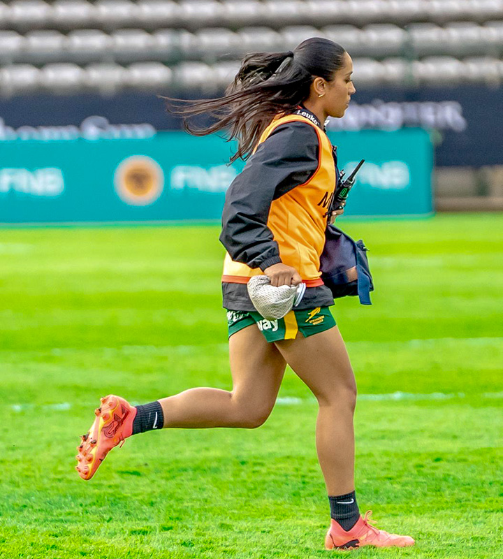 Having captained the national touch rugby team in 2019, Isaacs uses her experience as an athlete to better support her patients.