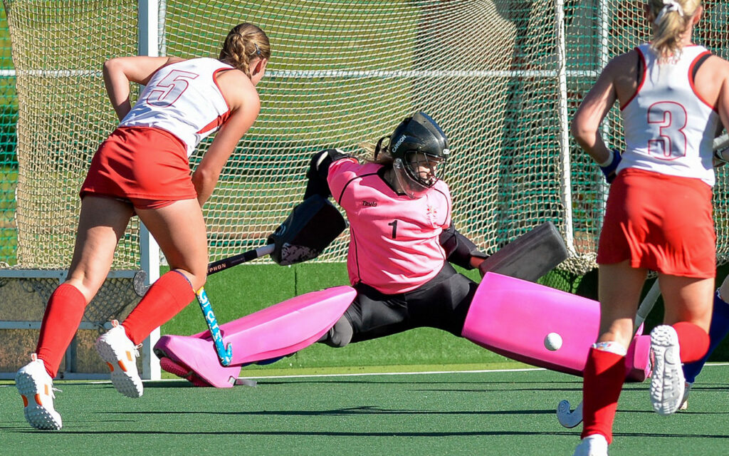Western Province keeper Jana-Mari Botha keeps out North West striker Emily Wilson’s shot. South African Hockey has announced a 32-player Senior Women's Squad for 2026, with established internationals Onthatile Zulu, Hannah Pearce and Marlise van Tonder joined by a younger generation including Baylee Engelke, Jodie Blows and Jehan Abrahams as preparations continue for the FIH Hockey Women's World Cup. File Photo: Marcel Sigg / SA Hockey